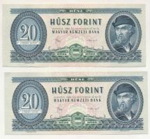 1980. 20Ft (2x) sorszámkövetők "C 355 085654 - C 355 085655" T:XF szép papír Adamo F17