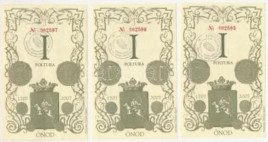 2007. Ónod I Poltura (3db) sorszámkövetők "002506 - 002508" mindegyik "Lorántffy Zsuzsanna Általános Iskola" felülbélyegzéssel T:XF-F szép papír