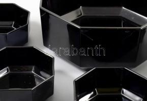 Francia fekete üveg 6 személyes salátás készlet. Jelzett, hibátlan, d: 12-25 cm