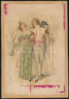 Régi selyemkép kartonon, kisebb elszíneződésekkel, 16x11 cm