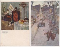 6 db RÉGI művész képeslap: B.K.W.I. / 6 pre-1945 art postcards