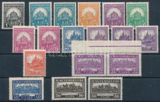 1926-1928 Pengő-fillér 18 db bélyeg (40f gumihiba) / 18 stamps (gum disturbance)