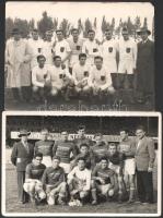1949 Labdarúgó csoportképek, BLASZ-DLASZ ifi kupa és BLASZ-KÖLASZ ifi válogatott mérkőzések, 2 db fotó, a hátoldalon feliratozva, pecséttel jelzettek, 12x17 cm körül