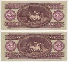 1962. 100Ft (2x) sorszámkövetők "B019 049870 - B019 049871" T:AU
P#171c