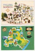 12 db MODERN térképes motívum képeslap / 12 modern map motive postcards