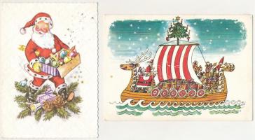 8 db MODERN Mikulás motívum képeslap / 8 modern Saint Nicholas motive postcards