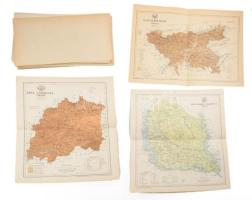 ca 1900 A Magyar Királyság vármegyéi. Majdnem teljes sorozat. (Hiány: Abauj-Torna, Fejér, Pest, Vas) + térkép Fiume. Össz 70 db Jó állapotban 25x30 cm