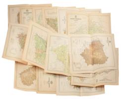 ca 1900 A Magyar Királyság vármegyéi. Majdnem teljes sorozat. (Hiány: Abauj-Torna, Fejér, Pest, Vas)...