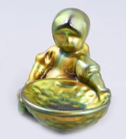 Zsolnay eozin mázas Annuska tállal. Jelzett, kopással, 11x7 cm