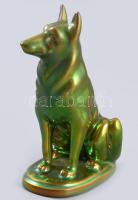 Zsolnay kisplasztika - Németjuhász. Terv: Őry Ferenc. Eozin mázakkal bevont fajansz, jelzett, hibátl...