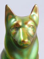 Zsolnay kisplasztika - Németjuhász. Terv: Őry Ferenc. Eozin mázakkal bevont fajansz, jelzett, hibátl...