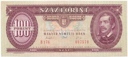 1993. 100Ft "B 176 067570" nyomdai festékfoltok T:XF  Adamo F38