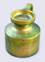 Zsolnay eozin mázas mécsestartó. Kis felületi sérüléssel, tűzhibával, alján repedésvonallal, jelzett...