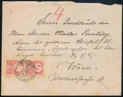 1872 Réznyomat 5kr elfogazott függőleges pár túlsúlyos levélen Bécsbe / pair with shifted perforation on overweight cover "PEST LIPÓTVÁROS" - Wien