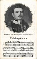 Karl Franz Josef, Tronfolger von Österreich-Ungarn "Radetzky-Marsch" Musikpostkarte No. 26. Musikverlag Em. Gerő / IV. Károly és Radetzky induló. Lengyel Lipót műintézete / Charles I of Austria with sheet music + "Ifjúsági Társas Club" (EK)