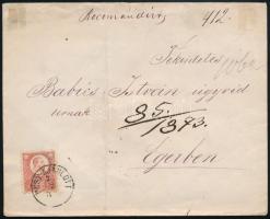 1873 Réznyomat 3 x 5kr ajánlott levélen / on registered cover "PEST-AJÁNLOTT" - Eger