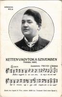Környei Béla "Ketten vagytok a szívemben" (Farkas Imre) Zenésítette Fráter Lóránd. Zenés lev.-lapok 10. Nádor Kálmán, Lengyel Lipót műintézete / Hungarian song sheet music + "Ifjúsági Társas Club" (kis szakadás / small tear)