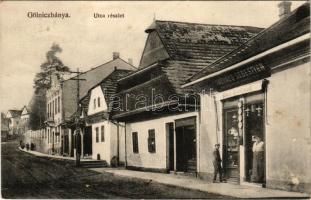 1915 Gölnicbánya, Göllnitz, Gelnica; utca részlet, Ponevács Sebestyén üzlete. Divald Károly Fia Eperjes 62-64-1914. / street, shop (fl)