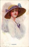1914 I couldn't. The Charterhouse Series of Head Studies, lady art postcard. No. 447/3. artist signed (fl)