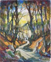 Olvashatatlan jelzéssel: Erdőrészlet. Olaj, vászon. 57x47 cm