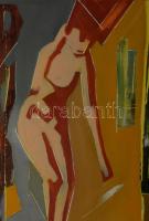 Bubelényi András (-): Alfa. Olaj, farost. Jelzett a hátoldalán. Apró felületi kopással. Fakeretben. ...