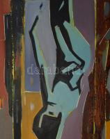 Bubelényi András (-): Alfa. Olaj, farost. Jelzett a hátoldalán. Apró felületi kopással. Fakeretben. ...