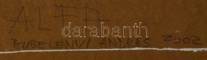 Bubelényi András (-): Alfa. Olaj, farost. Jelzett a hátoldalán. Apró felületi kopással. Fakeretben. ...