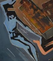 Bubelényi András (-): Gamma. Olaj, farost. Jelzett a hátoldalán. Fakeretben. 50x110 cm. KIZÁRÓLAG SZ...