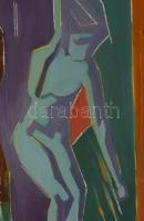 Bubelényi András (-): Delta. Olaj, farost. Jelzett a hátoldalán. Fakeretben. 50x110 cm. KIZÁRÓLAG SZ...