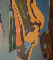 Bubelényi András (-): Delta. Olaj, farost. Jelzett a hátoldalán. Fakeretben. 50x110 cm. KIZÁRÓLAG SZ...