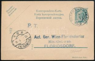 1907 Díjjegyes levelezőlap vasúti bélyegzéssel / PS-card with railway postmark "ZAGORZ-KRAKAU"