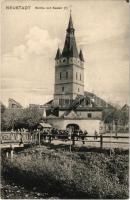 Keresztényfalva, Neustadt, Cristian; Kirche mit Kastell / vártemplom. H. Zeidner kiadása / castle church