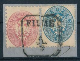 1863 10kr + 1864 5kr kivágáson "FIUME"