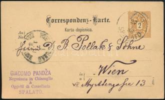 1888 2kr díjjegyes levelezőlap / PS-card "SPALATO"