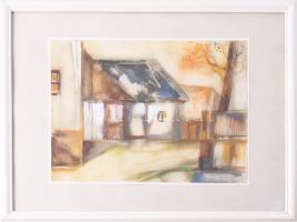 Barnóth Zoltán (1951-): Tanyaudvar. Akvarell, papír. Jelzett. Hátoldalán autográf felirattal. 17x24,5 cm. Üvegezett fakeretben.