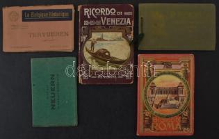5 db RÉGI képeslapfüzet: Tervueren, Neuern, Padova, Róma, Velence / 5 pre-1945 postcard booklets: Te...