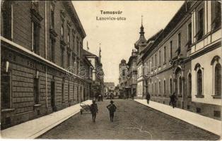 1917 Temesvár, Timisoara; Lanovics utca, Schwachati sörkimérés, sörcsarnok / street view, beer hall + "Zahnärztliches Ambulatorium des k.u.k. Garnisonspitales No. 21. in Temesvár" (EK)