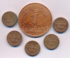 Soltra E. Tamás (1955- ) ~2010. "1 Fabatka / Magyar Pénzverő Zrt." erdei körtefa emlékérem (42,5mm) + 5db "MNB Látogatásom emlékére" Cu emlékérem T:UNC