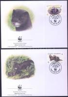 WWF Mink set in pairs 4 FDC WWF Nyérc sor párokban + 4 FDC Weltweiter Naturschutz: Nerz