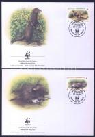 WWF Mink set in pairs 4 FDC WWF Nyérc sor párokban + 4 FDC Weltweiter Naturschutz: Nerz