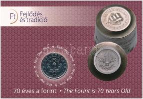 2016. 50Ft Cu-Ni "70 éves a forint" első napi veret sorszámozott emléklapon "02603", 500. árverés 31292-es tételének sorszámkövető előzménye! T:UNC