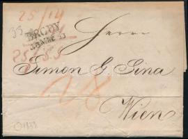 1833 Portós levél / Unpaid cover "BRODY" - Wien