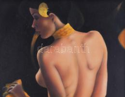 A. Kádár Kata (-): Sárga harmónia. Olaj, airbrush, farost. Jelzett. Dekoratív fakeretben, 60x40 cm