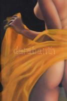 A. Kádár Kata (-): Sárga harmónia. Olaj, airbrush, farost. Jelzett. Dekoratív fakeretben, 60x40 cm