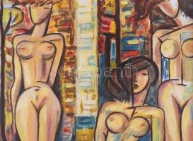Becz jelzéssel: Női aktok. Olaj, farost. Fakeretben, 50x41,5 cm