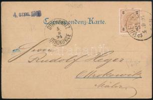 1894 2kr perfin bélyeg nyomtatványon, hátoldalon 1kr okmánybélyeggel / 2kr perfin stamp on printed matter, 1kr fiscal stamp on the backside "WIEN"