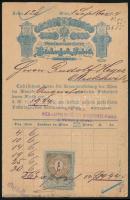 1894 2kr perfin bélyeg nyomtatványon, hátoldalon 1kr okmánybélyeggel / 2kr perfin stamp on printed m...