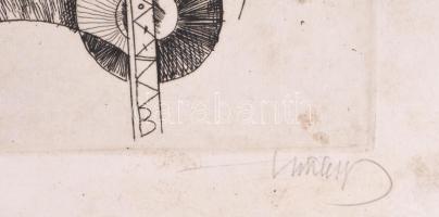 Hincz Gyula (1904-1986): Kavalkád (cím nélkül). Rézkarc, papír, jelzett. Kissé foltos. 30x39 cm