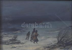 Baky Albert (1868-1944): Hazafelé. Olaj, karton, jelzett. Dekoratív, üvegezett fakeretben 22x30 cm