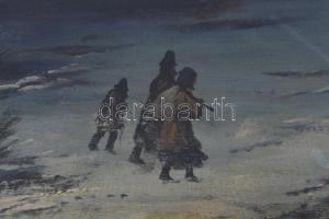 Baky Albert (1868-1944): Hazafelé. Olaj, karton, jelzett. Dekoratív, üvegezett fakeretben 22x30 cm